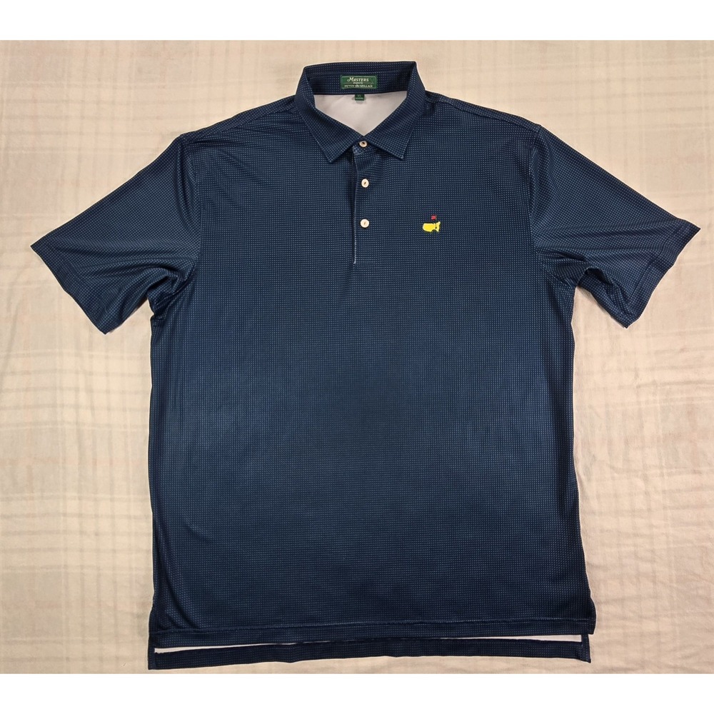 Peter Millar Masters Augusta Golf Polo Shirt Summer Comfort Blue Micro Dot XL